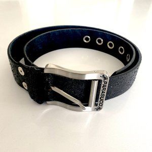 Parasuco Genuine Leather Belt with Black Sparkle Size 34